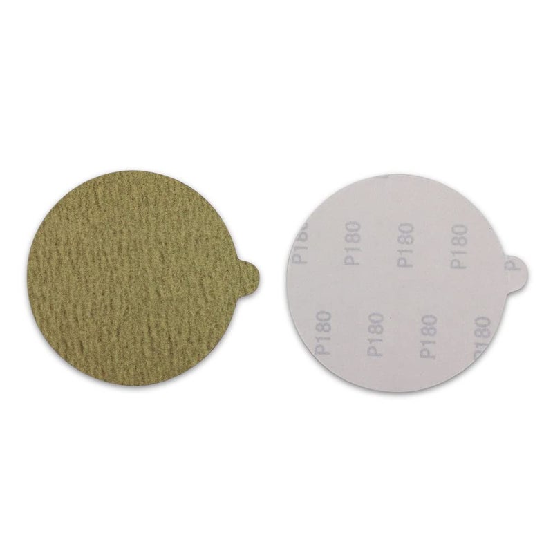 BHA 5" Inch Gold Peel and Stick Adhesive Backed PSA Sanding Discs with Tabs - 100 Pack (320 Grit) - Image 2